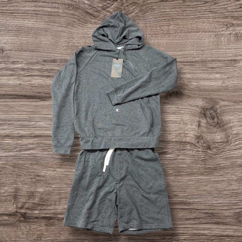 Tuxy Men‎ Grey Short Suit One Piece Hoodie Shorts Romper WSP-10138 Size M NEW